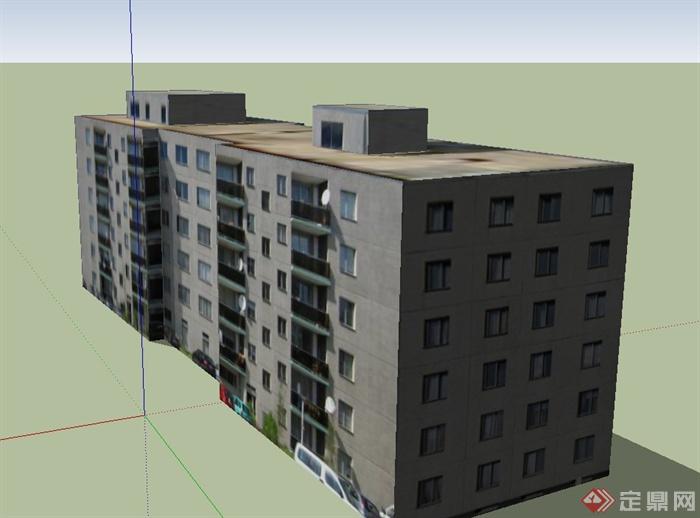 现代某六层联排住宅建筑设计SU模型(2)