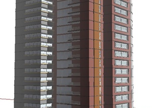 现代高层公寓楼住宅楼建筑设计SU(草图大师)模型