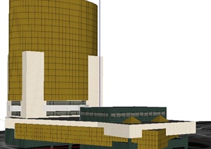 现代综合高层酒店建筑设计SU(草图大师)模型