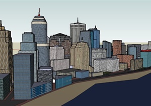 现代某城市综合建筑规划设计SU(草图大师)模型