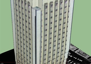 一栋高层办公建筑设计SU(草图大师)贴图模型