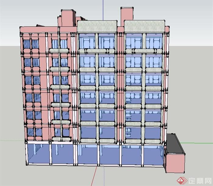 现代某七层医院住院楼建筑设计SU模型(1)