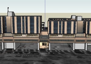 现代某五层高脚住宅建筑设计SU(草图大师)模型