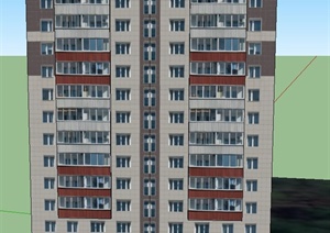 现代某12层小区住宅建筑设计SU(草图大师)模型