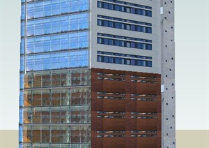 现代独栋高层商务写字楼建筑设计SU(草图大师)模型