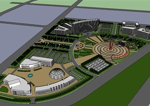 某个商业广场景观设计SU(草图大师)模型