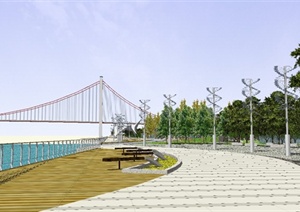 现代某滨水景观规划设计SU(草图大师)模型