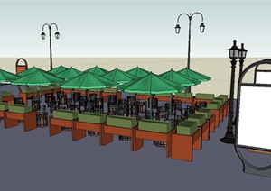 现代某商业街道景观规划设计SU(草图大师)模型
