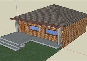 某单层乡村居住屋建筑设计SU(草图大师)模型