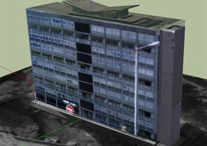 多层办公楼建筑设计SU(草图大师)贴图模型
