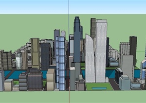 现代某城市高层综合建筑设计SU(草图大师)模型