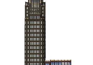某欧式高层L形商务酒店建筑设计SU(草图大师)模型