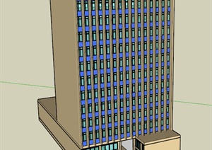一栋高层办公楼建筑框架设计SU(草图大师)模型