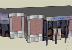 某银行营业厅建筑设计SU(草图大师)模型
