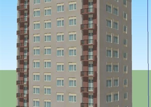 现代高层公寓楼住宅建筑设计SU(草图大师)模型