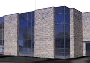 现代多层砖砌办公楼建筑设计SU(草图大师)模型