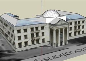 一栋古典多层办公楼建筑设计SU(草图大师)模型