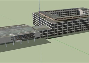 一栋现代特色综合大楼建筑设计SU(草图大师)模型