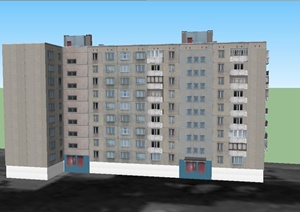 现代某九层住宅建筑设计SU(草图大师)模型