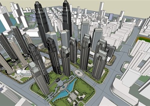 现代风格金融中心及高层住宅建筑设计SU(草图大师)模型