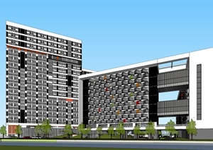 现代办公楼及高层住宅建筑设计SU(草图大师)模型