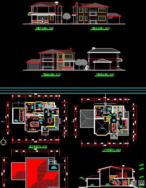 某两层别墅建筑设计CAD方案详图(2)