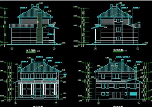 某三层现代别墅建筑设计CAD方案图