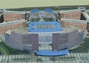 一个医院大楼建筑设计SU(草图大师)模型