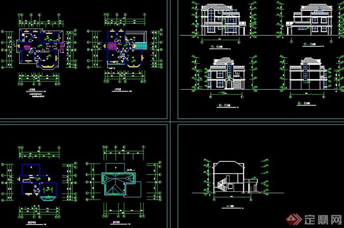 某欧式两层别墅建筑设计CAD方案详图(2)