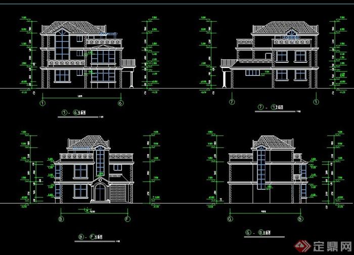 某欧式两层别墅建筑设计CAD方案详图(1)