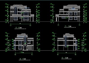 某欧式两层别墅建筑设计CAD方案详图