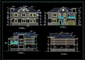 某两层阁楼式别墅建筑设CAD方案图