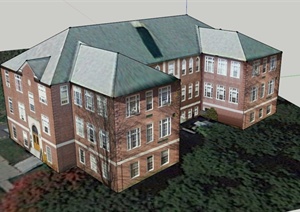 三层居住建筑设计SU(草图大师)模型