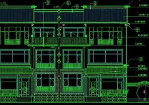 某古典中式风格三层联排别墅建筑设计CAD施工图