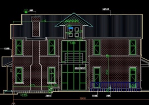 某美式两层阁楼式住宅建筑设计CAD方案图