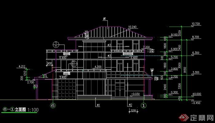 某欧式两层半住宅建筑设计CAD方案图(1)