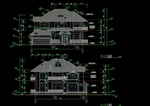 欧式两层别墅建筑设计CAD方案图