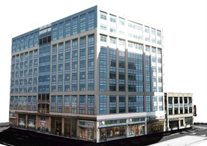 现代小高层商业办公楼建筑设计SU(草图大师)模型