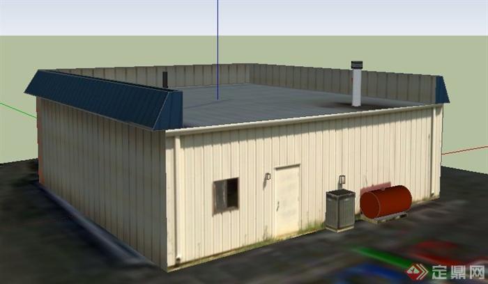 某单层简洁车库建筑设计su模型(2)
