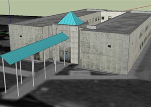 简洁双层监狱建筑设计SU(草图大师)模型
