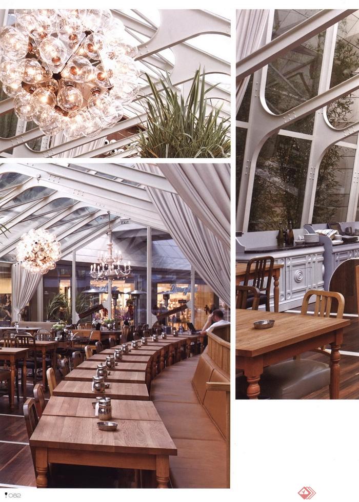 餐厅,餐桌椅,餐具,吊灯,植物,天花吊顶
