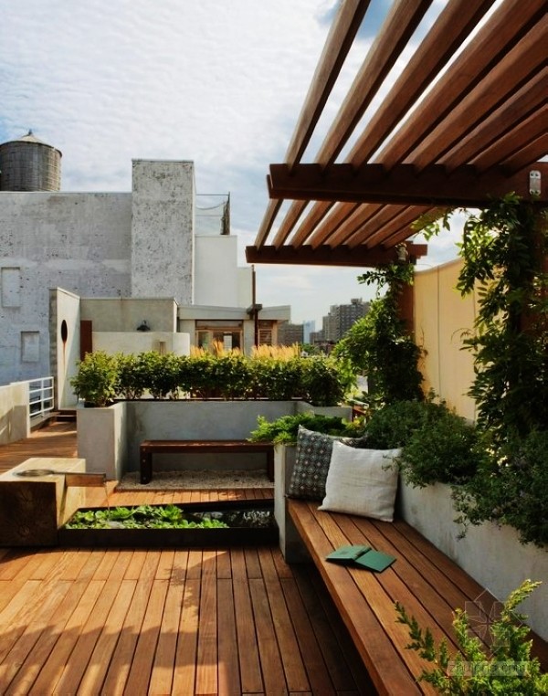 屋顶花园,植物,坐凳,抱枕,廊架