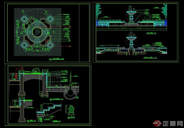 喷泉广场设计CAD施工图(2)
