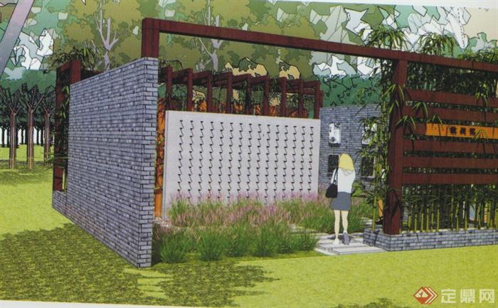 花架,景墙,铺装,花池,植配设计,围栏