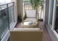 阳台景观,桌椅,植物,栏杆,木地板