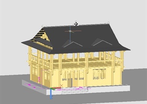 某两层古典中式风格寺庙建筑设计CAD施工图