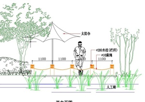 园林景观木平台设计CAD图