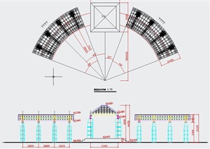园林弧形联廊设计CAD施工图