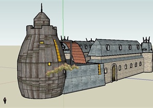 某多层文化古堡建筑设计SU(草图大师)模型