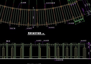 园林景观观演弧形木廊架设计CAD施工图